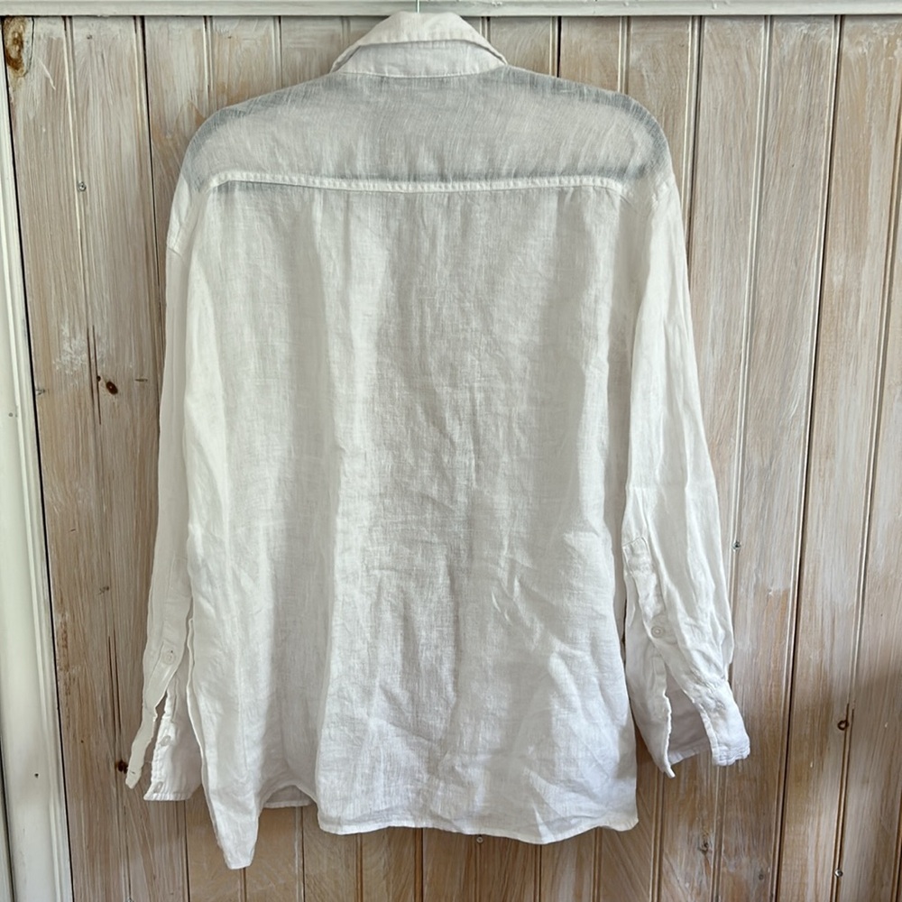 Zara white linen Button-Up - Picture 5 of 8